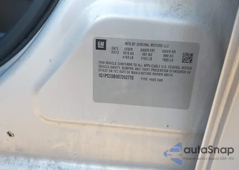 2013 Chevrolet Cruze 1Lt Auto from USA, damaged, VIN 1G1PC5SB9D7262770